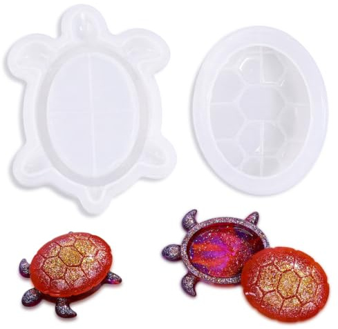 Resin Moulds, Sea Turtle Box Silicone Mold with Lid, DIY Epoxy Resin Moulds Casting Jewelry Box & Trinket Container, Ocean Decor Keepsake Mold for Home Decor, Keychains & Storage