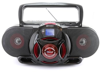 NAXA Electronics NPB-273 Portable Bluetooth, MP3/CD AM/FM Stereo Radio Cassette Player/Recorder with Subwoofer and USB Input Boombox