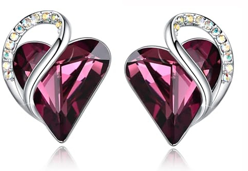 Leafael Cadeau Fête des Mères Boucles d’Oreilles Femme Infini Amour Cœur avec Cristaux Bijoux Femme Argent Hypoallergénique avec Coffret Cadeau