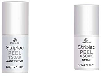 alessandro Striplac Peel or Soak Tip Whitener – Weißer LED-Nagellack für French Nails – 1 x 8ml & Striplac Peel or Soak Top Coat – LED-Überlack für eine perfekt glänzende Farblackierung – 1 x 8ml