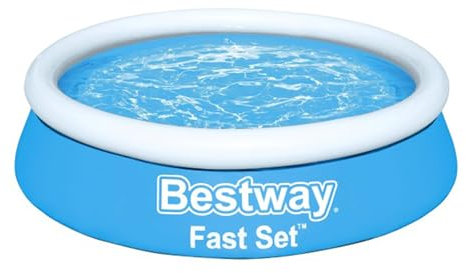 Bestway Fast Set piscina esterna rotonda gonfiabile, 1,8 m x 50,8 cm, con capacità d'acqua 248 e toppa di riparazione, blu (solo piscina)