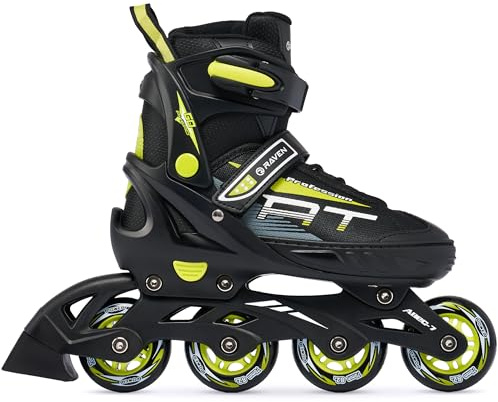 Pattini in linea profession RAVEN dimensione regolabile uomo donna bambino nero/lime, 38-42(25cm-27,5cm)