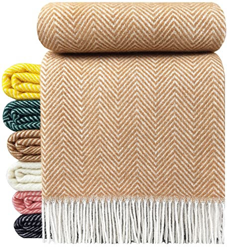 STTS International Plaid Couverture 100 % laine vierge - 140 x 200 cm