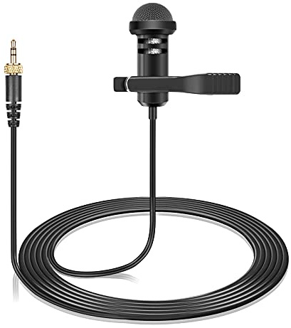 Lavalier Microphone Compatible with Sennheiser Wireless Bodypack Transmitter, Omnidirectional Condenser Lapel Mic 3.5mm with Screw Lock, 5ft