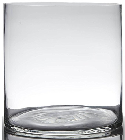 Dekoglas, Vase Zylinder Cold Cut H. 30cm D. 25cm transparent rund Glas Hakbijl