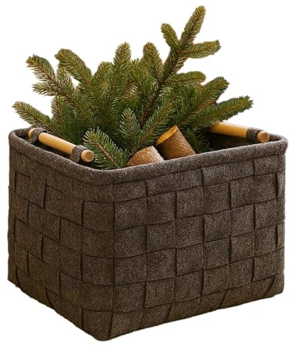 Kobolo Filzkorb Holzkorb für Kaminholz Zeitungskorb - Filz - dunkelgrau - 41x33x30 cm