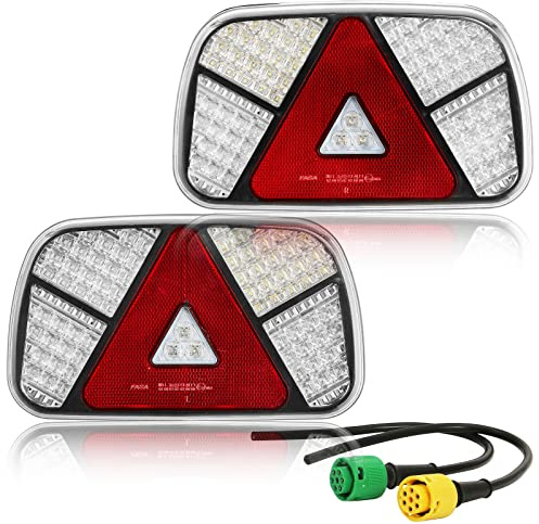DARKGUARD Bakljus släpvagn set LED 12/24 V, 2 st bakljus bakljus släpvagn LED med dimljus med 2 x 6-polig bajonettanslutning 30 cm E-Mark 7-funktion vattentät
