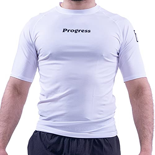 Progress Jiu Jitsu Academy Short SleeveRashguard | Flexible and Durable BJJ Rash Guard | Moisture-Wicking Compression Tops for Men and Women | 80% Polyester/20% Spandex
