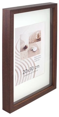 KM FOTO 3D Objektrahmen Holz Bilderrahmen Shirt Trikot Rahmen Collage Wanddeko Poster S223: Farbe: Braun | Format: 40x60