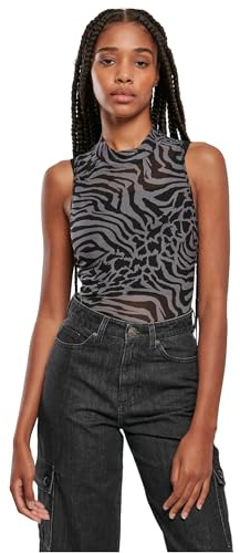 Urban Classics Dam dam ärmlös nätbody, Asphalt/svart, 4XL
