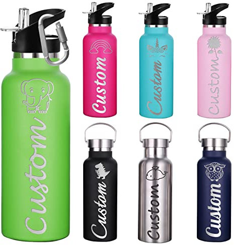 WBgjsnklbnl Personalisierte Trinkflasche Mit Namen Edelstahl Thermobecher Mit Gravur für Damen und Herren Schule (350 ml/750 ml)