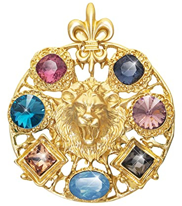 KristLand Kristall Löwen Brosche Runde Anstecknadel Tier Brosche Vintage Kristall Stein Retro Brosche Schmuck Wintermantel Jacke Accessoires Party Geburtstagsgeschenk für Männer Frauen