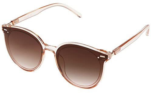 SOJOS klassiska retro runda solglasögon kvinnor män stora glasögon SJ2067, Brun ram/brun lins, Large