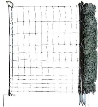 horizont strongLine Hundezaun, 25 m lang, 110 cm hoch, 9 Fiberglaspfähle | Doppelspitze, alles ohne Strom, Hundezaun Camping, mobiler Zaun für den Garten