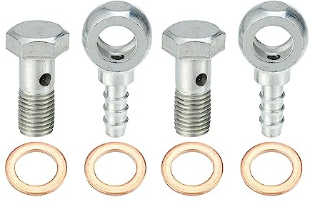A ABSOPRO 4 Stück Banjo Hohlschraube M8x1 Für Bremsanlage Silber/Kupfer | Silberton/Kupferton, Metall, Innendurchmesser 8mm, Dichtungsscheiben, Für Bremssattel-Hauptbremszylinder