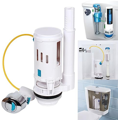 DAZZLEEX WC-Behälter, Doppelspülung, Ablaufventil mit Druckknopf. WC-Spülsystem, Ersatz, verstellbar, für die meisten Toiletten