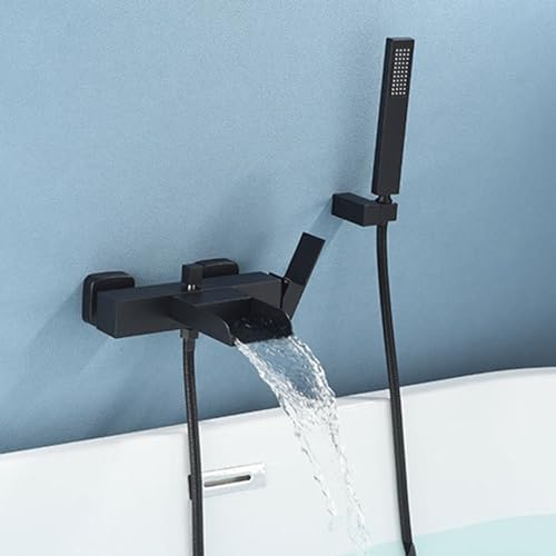 XJTNLB Armatur Badewanne Wasserfall Einhebelmischer Badewannenarmatur Wasserfall mit Brause Bad Armaturen Badewanne Schwarz