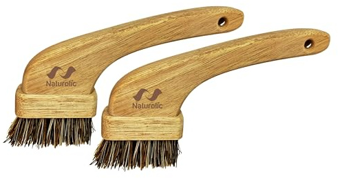 All-Natural Grout Brush Set | Wooden Cleaning Brush for Tile and Floor | Durable Floor Scrubber for Bathroom and Kitchen | Eco-Friendly Household Cleaning Tools – Pack of 2