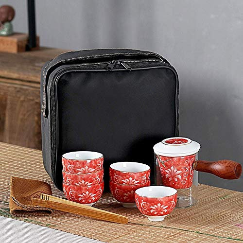 Tragbares Teeservice, blaues und weißes Porzellan-Reiseteeservice, chinesisches/Japanisches Teeservice, Teekanne und Reisetasche, geeignet für Reisen, Zuhause, im Freien und im Büro (Color :