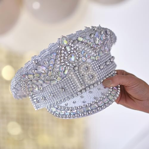 Ginger Ray 18th Birthday Silver Embellished Sequin Hat Milestone Party Wearable Accessory