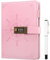 Kesote Lockable Notebook A5 Diary with Lock Leather Cover Lined Notebook for Personal Daily Arrangement Journaling Work Record 212 Pages (Pink)