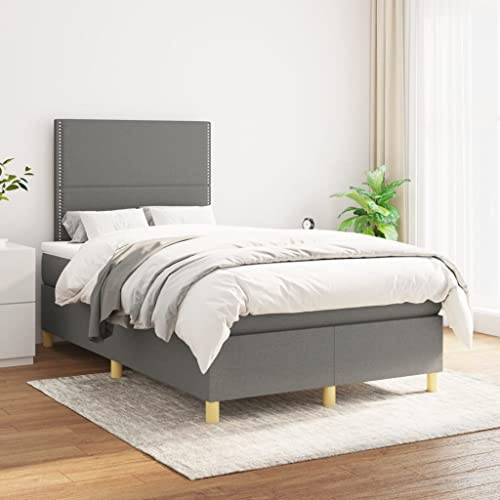 CKioict Palettenbett Modernes Bettgestell Jugendbett Boxspringbett mit Matratze Dunkelgrau 120x200 cm StoffGeeignet für Arbeitszimmer, Wohnzimmer, Hotel
