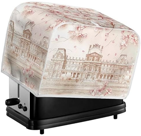 Kuiaobaty Toaster-Abdeckung mit Vintage-Palast-Aufdruck, 4 Scheiben, Brotbackmaschine mit Haken, Retro-französischer Stil, für kleine Geräte