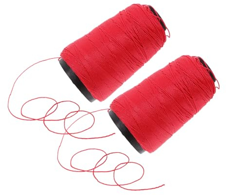 Gadpiparty Cuerda de Nailon para Construcción y Mampostería, Cordel Retorcido Resistente, Color Rojo, 2 Rollos de 9 Onzas, Uso en Albañilería y Jardinería, Herramienta Manual para Obras