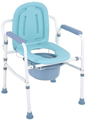NSTVVEE Klappbarer Nachtstuhl - Töpfchen für Erwachsene - Tragbare Toilette für Camping, Toilettenstuhl für die häusliche Pflege mit Einstellbarer Höhe