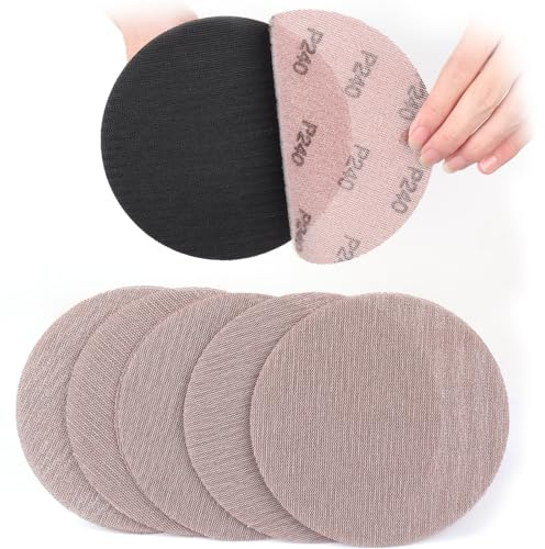 Sruhrak 150mm Mesh Sanding Pads 50 Pcs Net Sandpaper 240 Grit Sanding Discs | Hook and Loop Sanding Net for Sander Efficient Dust Removal Random Orbital Sander Polishing and Sanding