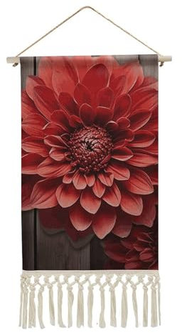 TKJMCSW Wandteppich mit roter Dahlie, Motiv: Blume, Wandbehang, Posteraufhänger, Wandbehang für Schlafzimmer, Vintage-Poster, Wandposter, Wandbilder, Hängedekoration