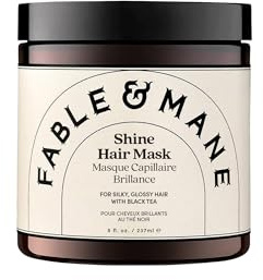Fable & Mane Shine Hair Mask, Boosts Shine, Tames Frizz and Enhances Colour with Black Tea. 3-Minute, Chai-scented, Hair Gloss Treatment