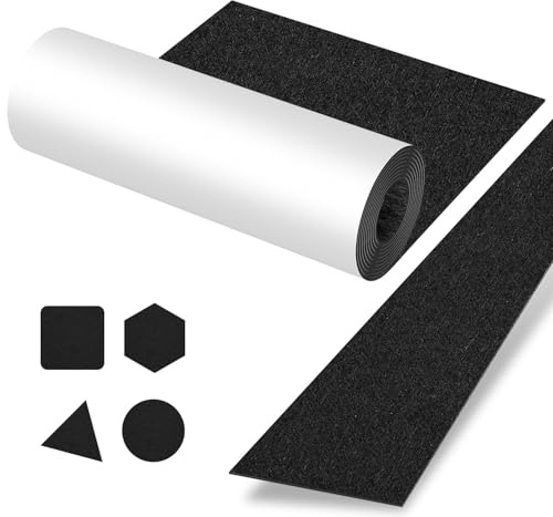 Fiqops Filz Selbstklebend 100cm x 150cm, Selbstklebender klebriger Filz Meterware Bezugsstoff Bastefilz Schneiden Sie jede Form für DIY Auto Box Liner, 2.5 mm Stark, Schwarz
