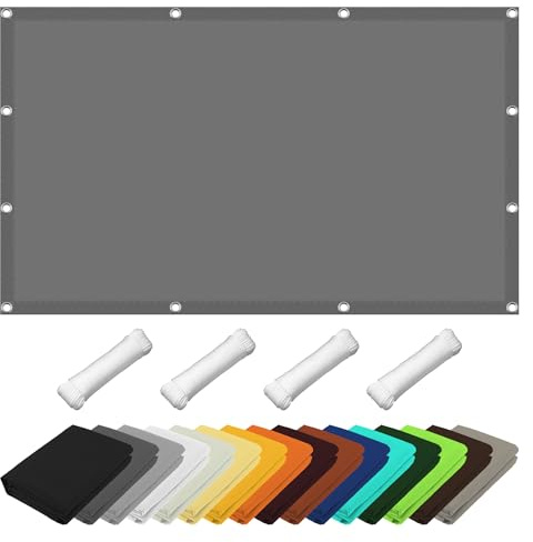 Sun Segel Sonnensegel 450 x 550 cm Windschutz Überdachung Plane Sonnensegel Wasserdicht Sonnenschutz mit Kostenlosem Seil für Terrasse Camping, Hellgrau