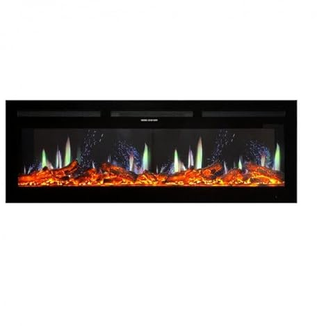 Mystflame V-Art, camino elettrico da parete con schermo LCD, effetto fiamma realistico, 5 colori, stufa con tecnologia di visualizzazione delle fiamme 5D (101,6 cm)