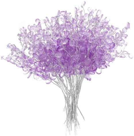 jojofuny Acryl Perlenblumen Violett für Selbstgemacht Basteln 50 Stück Künstliche Blumen mit Schönem Design für Haar und Armbandschmuck für Braut und Hochzeitsdekoration