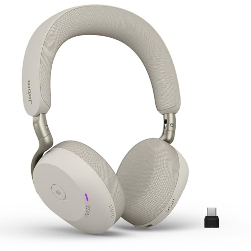 Jabra Evolve3 75 Casque on-Ear Bluetooth sans Fil avec Micro, Gris Sable | USB-C, IA Appel Vocal, Annulation Bruit Active Avancée, 22h, MS Teams Certifié