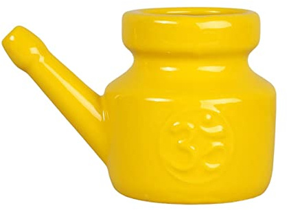 Generic Pot de Cerámica Limpiador a Prueba de Fugas Olla de Limpieza Nasal Duradera para Hombres Y Mujeres, AMARILLO