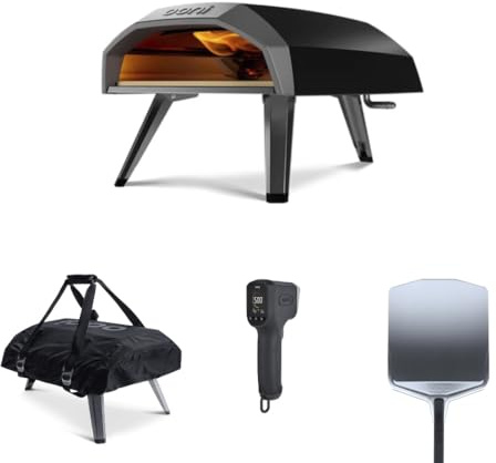 Ooni Koda 12 Pack Essentiels : Four à Pizza à Gaz avec Housse de Transport, Pelle à Pizza en Métal 30 cm et Thermomètre – Four à Pizza Extérieur Haute Température 500°C – Idée Cadeau Cuisine Extérieur