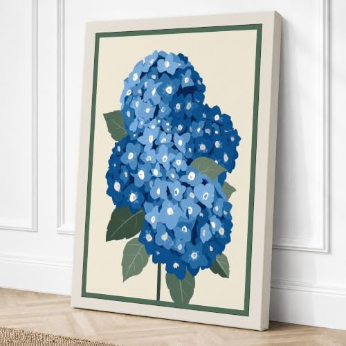 Blue Hydrangea in Bloom Canvas Wall Art Print 18x12 Inch | Ready to Hang, Gallery Wrapped, Fade-Resistant Inks, Securely Packaged, UK Made
