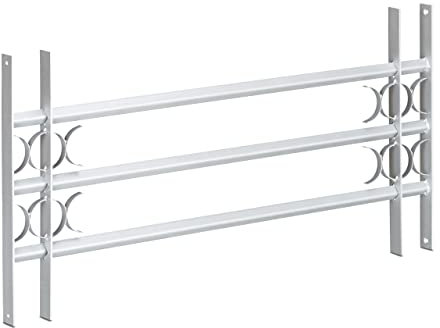 Relaxdays Fenstergitter Einbruchschutz, ausziehbar, für außen, Stahl, 450 x 1000-1500 mm, Sicherheitsgitter, grau