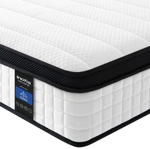 Inofia Small Double Mattress,10.6Inch Hybrid Mattress with Medium Firm Feel