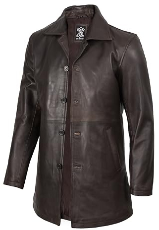 fjackets Mens Leather Jackets - Distressed Brown Leather 3/4 Jacket Mens Real Leather Jackets For Men | [1500033] Suprnaturl RubOff, M