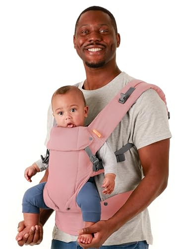 Beco Gemini Babytrage Neugeborene ab Geburt bis Kleinkind - 4 Tragepositionen Baby Trage - Babytrage ab Geburt, Ergonomischer Baby Carrier mit verstellbarem Sitz, 3-16 kg (Rosa Leinen)