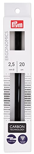 Prym 194221 Strumpfstricknadeln Ergonomics Carbon 20 cm 2,50 mm
