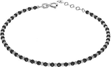 Stella-Jewellery Onyx Armband mit 585er Weißgold Kugel Armkette 19 cm Onixsteine inkl. Etui