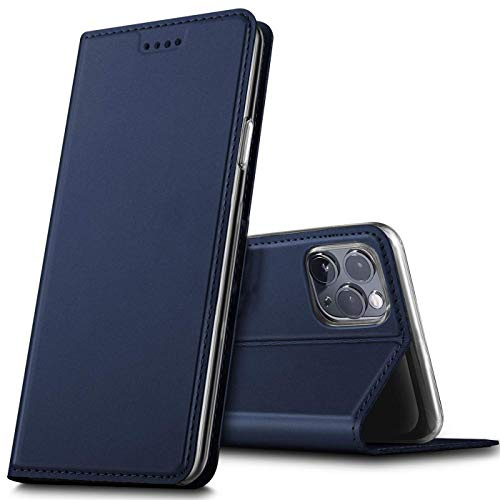 Verco Handyhülle für iPhone 12, iPhone 12 Pro Hülle Premium Handy Flip Cover für Apple iPhone 12 Pro / 12 Hülle [6.1 Zoll] [integr. Magnet] Book Case PU Leder Tasche, Blau