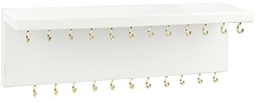 BELLE VOUS Portagioie da parete in legno bianco con 24 ganci, 30,3 x 7,3 cm, espositore per gioielli rustici per collane, bracciali, orecchini e anelli