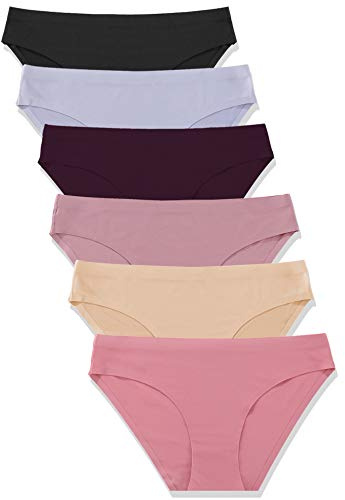 FINETOO 6 Pack Women’s Seamless Hipster Underwear No Show Panties Invisibles Briefs Soft Stretch Bikini Underwears XS-XXL(L)