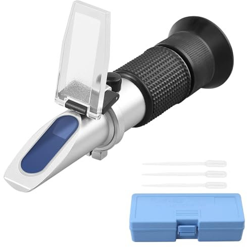 Proster Brix Refractometer with ATC Brix 0-80% Hand Held Refractometer with 3 PCS Pipette for Sugar Content Measurement of Sugar Fruit Food etc